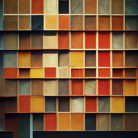 Foto de Acuarela colores, cajas de colores, pared de piezas cuadradas como fondo para el papel pintado o el diseño de base creativa - Imagen libre de derechos