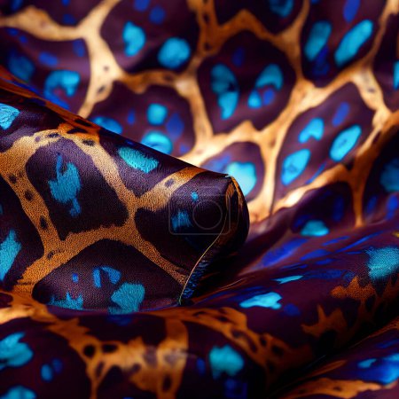 Foto de Formas de colores en forma de escamas de dragón o tortuga o animales fantásticos, tejidos con hilos de oro, fondo abstracto creativo - Imagen libre de derechos
