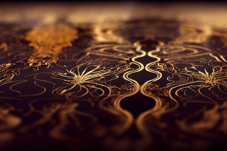 Photo for Flourish golden background with waters in gold and colored inks. decorative image for events, weddings or elegance - Royalty Free Image