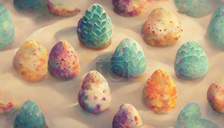 Téléchargez les photos : Tradition, fond créatif, oeufs de Pâques en rangées de couleurs - en image libre de droit