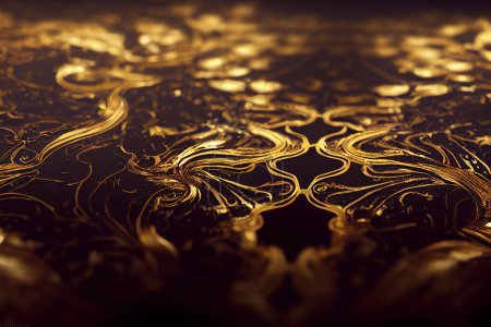 Photo for Filigree golden background with waters in gold and colored inks. decorative image for events, weddings or elegance - Royalty Free Image