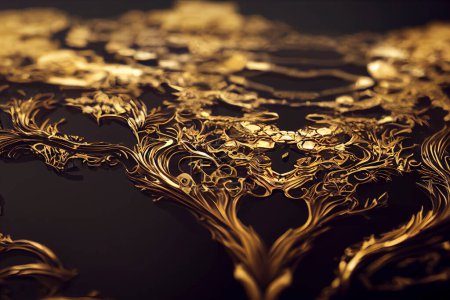 Photo for Golden background with waters in gold and colored inks. decorative image for events, weddings or elegance - Royalty Free Image