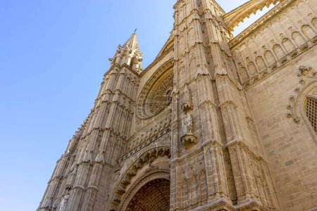 Téléchargez les photos : Offrez-vous une vue imprenable sur la cathédrale de Majorque, où le design gothique rencontre la beauté des Baléares dans une danse séculaire de la pierre et de l'histoire - en image libre de droit