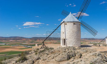 Photo for Towering white structures, Consuegra's pride. A journey through Spain's rich legacy and picturesque landscapes - Royalty Free Image