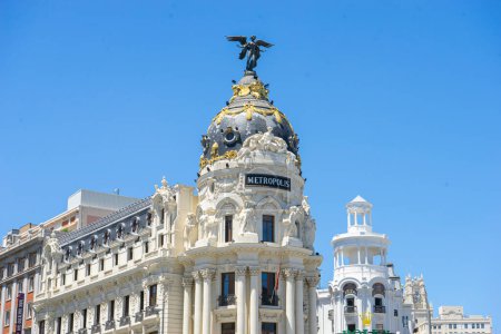 Photo for Spanish Splendor: Gran Via's Crowning Metropolis Monument - Royalty Free Image