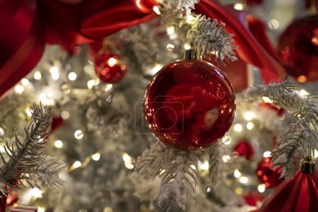 Foto de Una elegante corona de Navidad adornando la puerta, dando la bienvenida a la alegre temporada navideña. - Imagen libre de derechos
