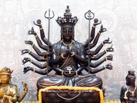 Photo for Bodhisattva Avalokiteshvara, Guanyin, statue at Viharn Sien, a Chinese-Thai museum and shrine near Wat Yan in Huai Yai, near Pattaya, Chonburi province of Thailand. - Royalty Free Image