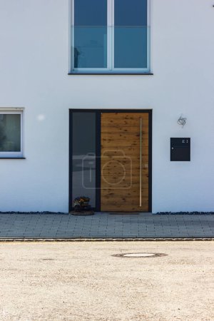 Photo for Modern house facade entrance area in south germany sunny day - Royalty Free Image
