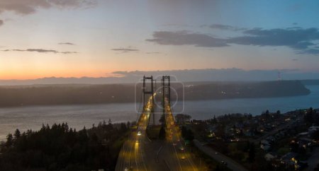 The Tacoma Narrows Bridge at twilight