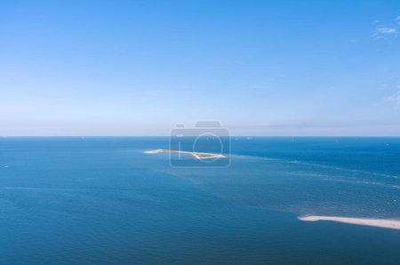 Aerial view of the beach at Pelican Peninsula in Dauphin Island, Alabama
