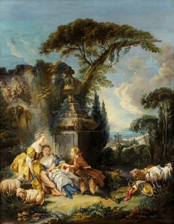 Photo for Francois Boucher Pastoral Scene. Reproduction - Royalty Free Image