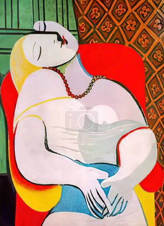 Illustration for Stylized vector version of Picasso's painting The Dream - Royalty Free Image