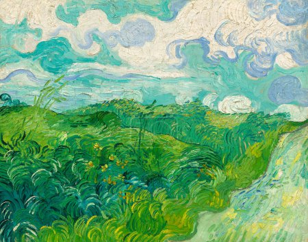 Ilustración de Campos de trigo verde, Auvers por Vincent van Gogh, 189 - Imagen libre de derechos