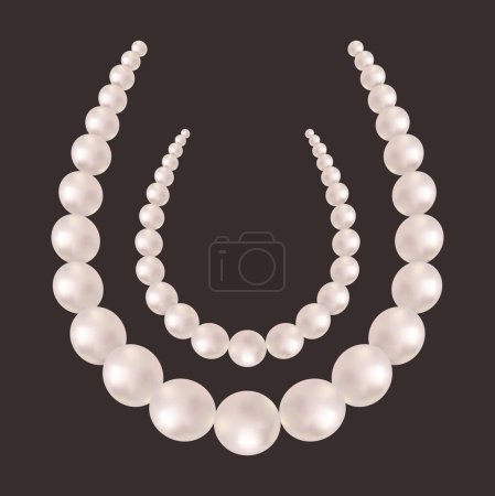 Téléchargez les illustrations : Collier de perles. De précieuses perles de perles blanches. Illustration vectorielle - en licence libre de droit