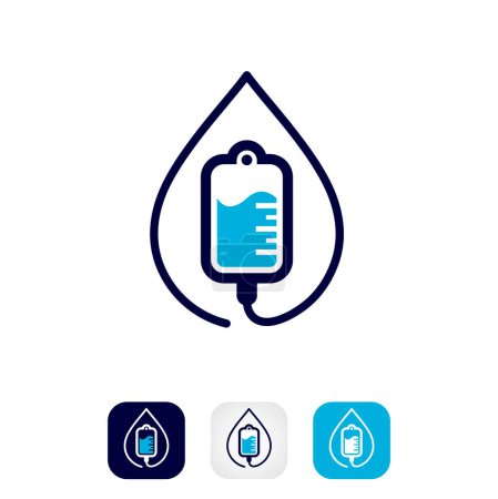Téléchargez les illustrations : Mobile IV therapy, IV hydration logo - en licence libre de droit