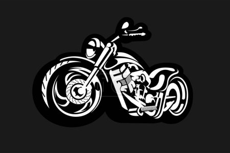 Ilustración de Motocicleta aislada sobre fondo blanco. estilo monocromo. - Imagen libre de derechos