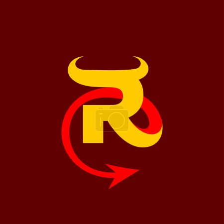 Illustration for Red Devil logo with letter R - Royalty Free Image