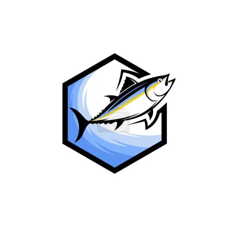 Illustration for Tuna fish logo with hexagon concept - Royalty Free Image