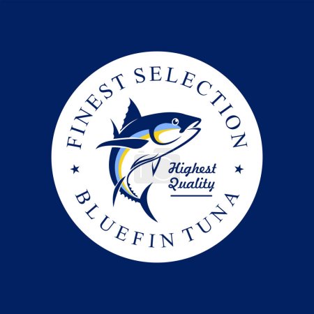 Illustration for Tuna badge logo, bluefin tuna badge logo - Royalty Free Image