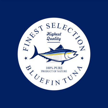 Illustration for Bluefin tuna badge logo, tuna badge logo - Royalty Free Image