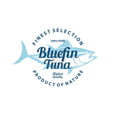 Illustration for Tuna badge logo, bluefin tuna vintage logo - Royalty Free Image