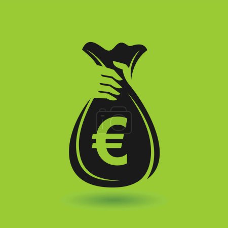 Téléchargez les illustrations : Sac d'argent logo, euro sac logo - en licence libre de droit