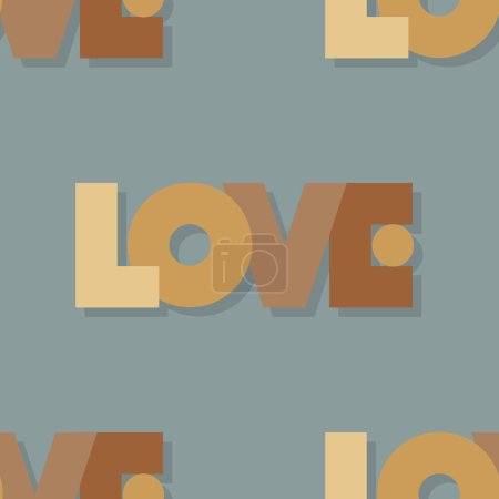 Téléchargez les illustrations : Love word delicate modern minimal elegant vector typographic seamless pattern on dark background - en licence libre de droit
