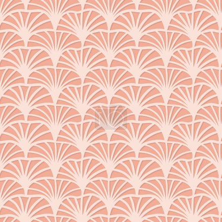 Illustration for Linear botanical art deco style beige peach monochrome seamless pattern - Royalty Free Image