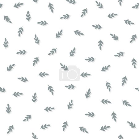 Illustration for Pastel gray green tiny botanical elements spring season holiday vector seamless pattern on white background - Royalty Free Image
