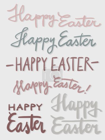 Illustration for Easter Season Spring Holiday  vector seasonal wishes phrases quotes set in pastel colors for web digital projects cards posters materials isolated on light background - Royalty Free Image