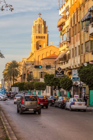 Téléchargez les photos : PORT SAID, EGYPT - FEBRUARY 3, 2019: Co-Cathedral of Our Lady and St. Michael in Port Said, Egypt - en image libre de droit
