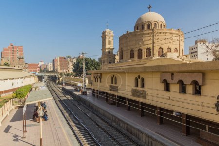Photo for CAIRO, EGYPT - JANUARY 28, 2019: Mar Girgis metro station with St. George's church in Cairo, Egypt - Royalty Free Image