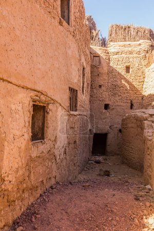 Téléchargez les photos : Vieilles maisons en briques de boue dans la ville de Mut dans l'oasis de Dakhla, Egypte - en image libre de droit