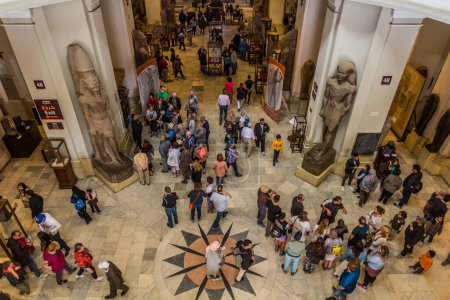Photo for CAIRO, EGYPT - JANUARY 27, 2019: Aerial view of visitors of the Egyptian Museum in Cairo, Egypt - Royalty Free Image