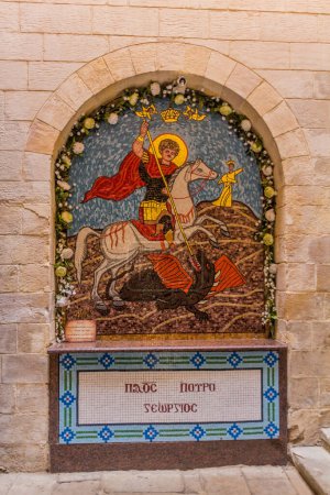 Photo for CAIRO, EGYPT - JANUARY 28, 2019: Mosaic at the Saint George church and monastery in the coptic part of Cairo, Egypt - Royalty Free Image