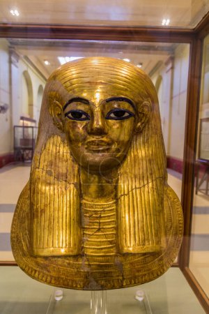 Photo for CAIRO, EGYPT - JANUARY 27, 2019: Gilded cartonnage mask of Yuya in the Egyptian Museum in Cairo, Egypt - Royalty Free Image