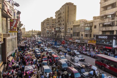 Photo for CAIRO, EGYPT - JANUARY 26, 2019: Busy Port Said street in Cairo, Egypt - Royalty Free Image