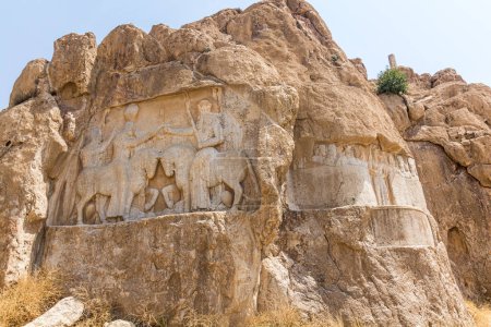 Photo for Ahura Mazda and Ardashir I relief in Naqsh-e Rostam, Iran - Royalty Free Image