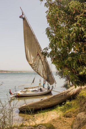 Téléchargez les photos : Felucca voilier au bord du Nil, Egypte - en image libre de droit