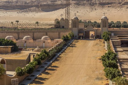 Photo for SOHAG, EGYPT: FEB 11, 2019: Grounds of the Coptic orthodox church Anba Karas near Sohag, Egypt - Royalty Free Image