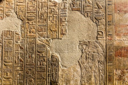 Téléchargez les photos : Hieroglyphs in the Temple of Hatshepsut at the Luxor's West bank, Egypt - en image libre de droit