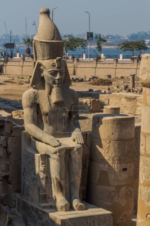 Photo for LUXOR, EGYPT - FEB 20, 2019: Statue of Ramses II, part of the Luxor temple, Egypt - Royalty Free Image