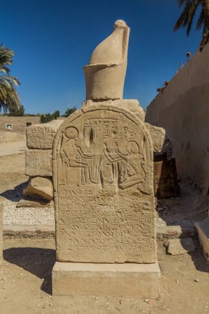 Photo for Decorated stone at the mortuary temple of Seti I at the Theban Necropolis, Egypt - Royalty Free Image