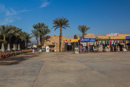 Photo for LUXOR, EGYPT - FEB 21, 2019: Souvenir stalls in front of the Karnak temple in Luxor, Egypt - Royalty Free Image