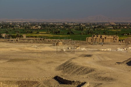 Photo for View of Theban Necropolis with fields in the background, Egypt - Royalty Free Image
