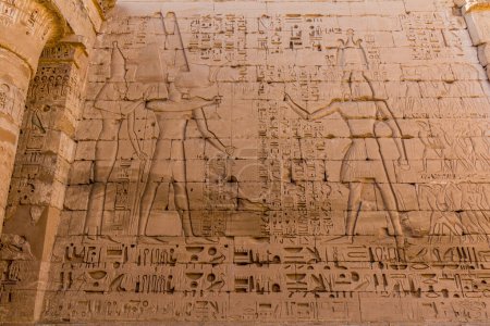 Téléchargez les photos : Wall in Medinet Habu (Mortuary temple of Ramesses III) at the Theban Necropolis, Egypt - en image libre de droit