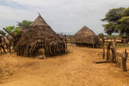 Foto de Cabañas en la aldea de Korcho, Etiopía - Imagen libre de derechos