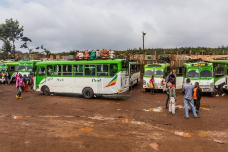 Photo for SODO, ETHIOPIA - JANUARY 29, 2020: View of the bus station in Sodo, Ethiopia - Royalty Free Image