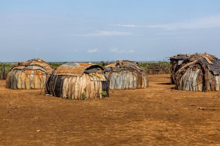 Foto de Aldea tribu Daasanach cerca de Omorate, Etiopía - Imagen libre de derechos