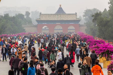 Photo for BEIJING, CHINA - OCTOBER 19, 2019: Crowds of people visit Temple of Heaven in Beijing, China - Royalty Free Image